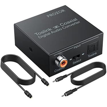 Imagem de Conversor óptico coaxial bidirecional 192 K da Prozor, SPDIF óptico para coaxial SPDIF Toslink, suporte DTS/Dolby-AC3, divisor digital bidirecional com cabo óptico