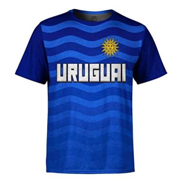 Imagem de Camiseta Masculina manga curta estilosa Uruguai País Azul Celeste Cor:Azul;Tamanho:P;