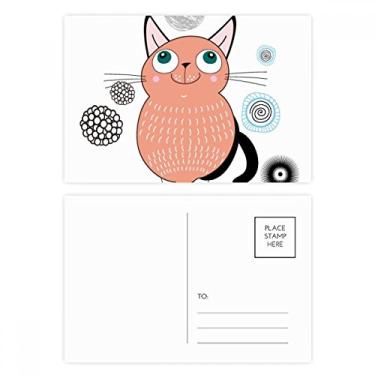 Imagem de Conjunto de cartão postal Smile Animal Pink Cat Cartão de felicitações para envio de aniversário