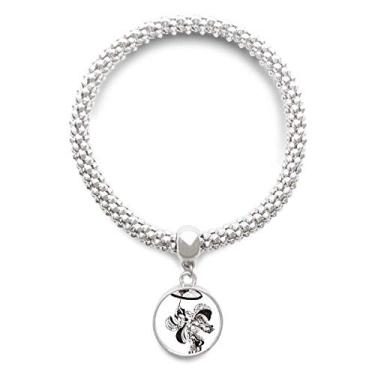 Imagem de DIYthinker Bracelete de prata com estampa de guarda-chuva feminino japonês com pingente redondo e corrente de joias