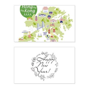 Imagem de Mapa de Hong Kong Atrações China Ano Novo Festival Cartão de felicitações Bless Mensagem presente