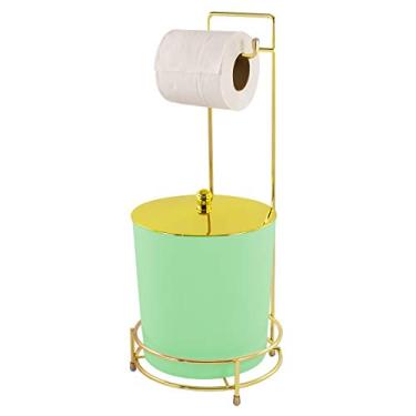 Imagem de Suporte Porta Papel Higiênico com Lixeira 5 L Tampa Pegar Dourada