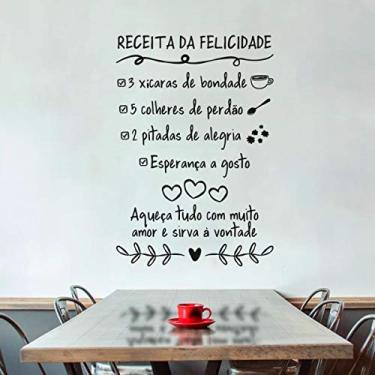 Imagem de Adesivo de frase Receita de Felicidade tam 50cmx80cm
