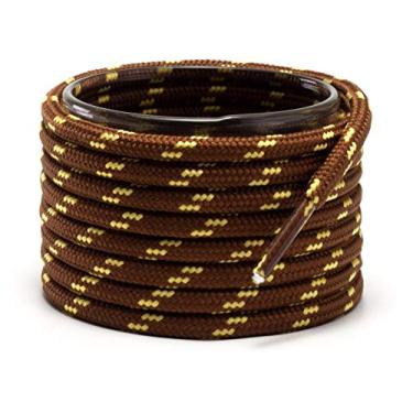 Imagem de Cadarços grossos redondos resistentes para botas Shoemate para homens e mulheres calçados de caminhada com 4 alças de ponta de cadarço, Rufous/Yellow, 38"(97cm)