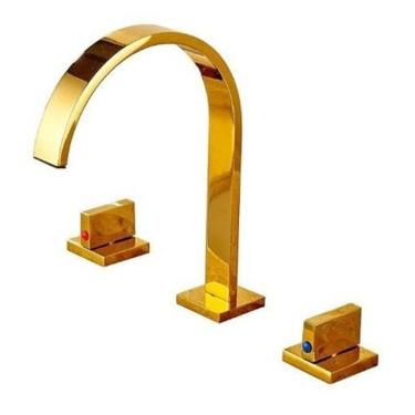 Imagem de Torneira Misturador Luxuosa Banheiro Duplo Comando Gold Ouro