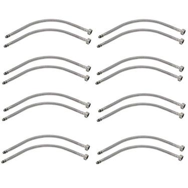 Imagem de Engate Rabicho Par 80cm Torneira Monocomando Kit 8 Unidades Agua Quente Fria Misturador Banheiro Cozinha Pia Mangueira Flexivel