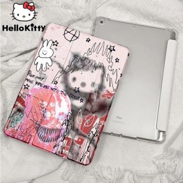 Imagem de Caso Protetor Trifold Tablet  Sanrio Olá Kitty Demônio Escuro iPad Pro 11  Y2k Punk  Moda Coreana