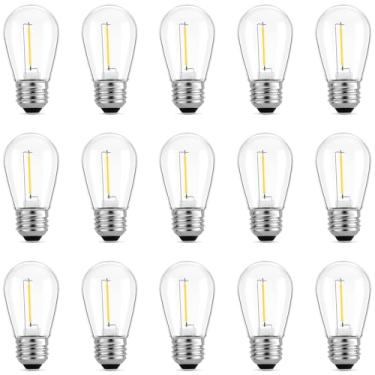 Imagem de Meconard Lâmpadas de corda de pátio ao ar livre, lâmpadas de substituição de LED S14 à prova d'água à prova de estilhaçamento para luzes externas, lâmpadas LED de 1W iguais a 11W incandescentes,