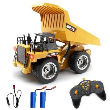 Imagem de fisca Remote Control Dump Truck 2.4Ghz 4WD RC Truck 6 Channel Mine Construction Vehicle Toy Machine Model with LED Light and Metal Cab for Kids