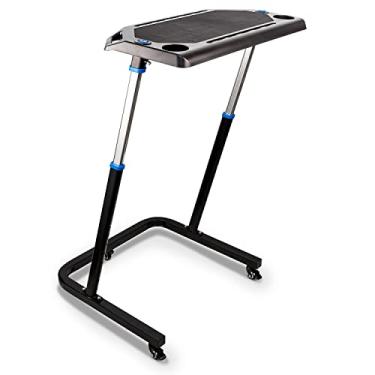 Imagem de Alpcour Mesa de Fitness Bike Trainer – Mesa portátil multitarefas para ciclismo e exercício – Altura ajustável com superfície antiderrapante e compartimentos para dispositivos – Rodas com trava