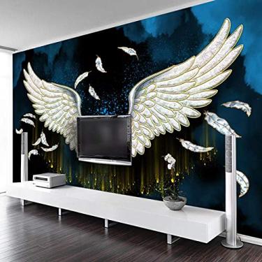 Imagem de Papel de parede mural moderno 3D asas de penas arte pintura de parede sala de estar-360 cm (L) x 280 cm (A)