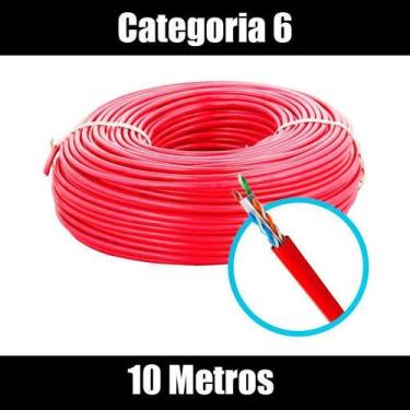 Imagem de Cabo De Rede Internet 10 Metros Vermelho Categoria 6 Anatel - Oem