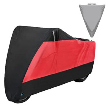 Imagem de WHYUNM26 Capa de chuva à prova d'água para motocicleta capa de chuva universal refletora segura UV scooter todas as estações capa à prova de poeira para moto, vermelha, 4GG (comprimento 295 cm)