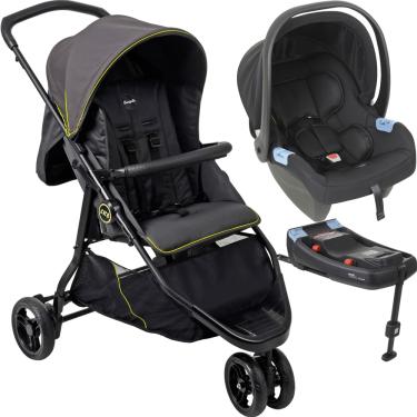 Imagem de Carrinho com Bebe Conforto Base ISOFIX Burigotto CR3 Gray Neon
