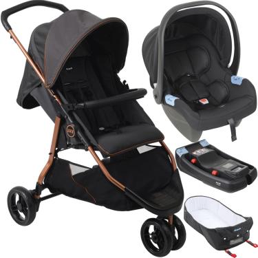 Imagem de Carrinho com Moises Bebe Conforto Base Burigotto CR3 Gray Cobre