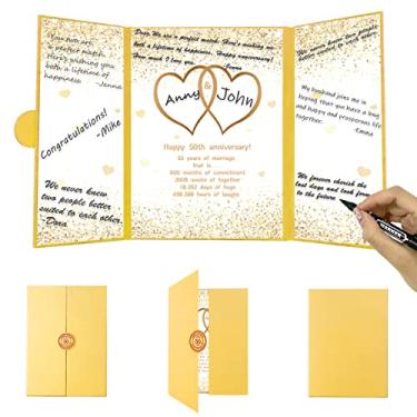 Imagem de Trgowaul Gold 50th Wedding Anniversary Guest Book Alternative, 50th Anniversary Decorations, 50 Years of Marriage Signature Certificate Board, Happy 50 Anniversary Party Supplies Gift Card Men Women