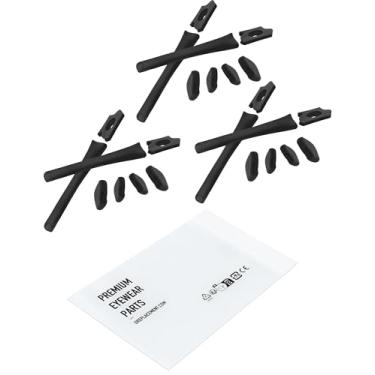 Imagem de OWORK 3 pares de óculos de sol de silicone ultramacio, kits de almofadas de nariz para Oakley Flak Jacket/Flak Jacket XLJ, kit de substituição de peça de nariz de manga de têmpora antiderrapante preto