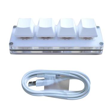 Imagem de TECKEEN Mini teclado mecânico de 4 teclas, teclado macro de atalhos personalizados DIY + cabo de dados para escritório