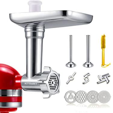 Imagem de Acessórios de metal para moedor de alimentos KitchenAid, moedor de carne, enchimento de salsicha inclui dois tubos de enchimento de salsicha, acessório perfeito durável para batedeiras KitchenAid,