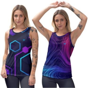Imagem de Kit 2 Blusa Feminina Regata Musculação Caminhada Fitness Térmica Slim-Feminino