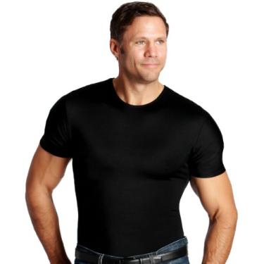 Imagem de Insta Slim ISPRO camisa masculina de compressão com gola redonda e manga curta, modeladora, Preto, 4X-Large