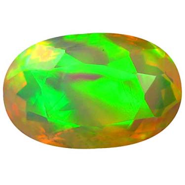Imagem de Corte oval de qualidade de pedra de 3,58 ct AAA+ (13 x 9 mm) opala arco-íris não aquecida genuína e extraída da pedra preciosa solta da Terra