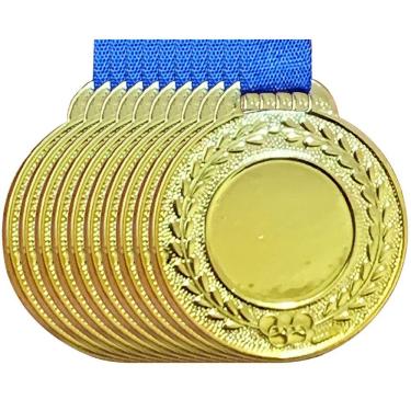 Imagem de Kit 10 Medalhas Centro Liso Personalizar 35mm Premiação Aço ouro