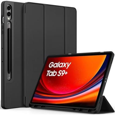 Imagem de Capa Smart Case Compatível Para Samsung Galaxy TAB S9 PLUS 12.4'' SM-X810 C/Suporte- Preto Leve, PU de qualidade,Anti-impressões digitais,Resistente a arranhões