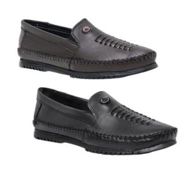 Imagem de Mocassim Casual Masculino Sapatilha Casual em Couro Legitimo KIT 2 PARES-Masculino