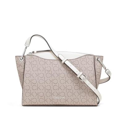 Imagem de Calvin Klein Bolsa tiracolo feminina granada com zíper, Amêndoa/Castanho-Acinzentado/Querubim Branco, One Size