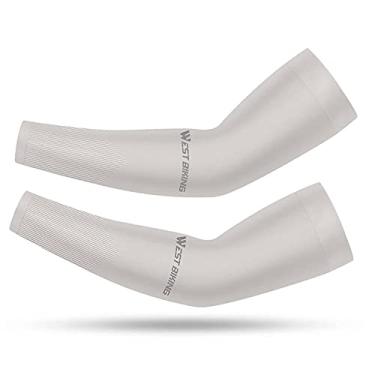 Imagem de Uv Sun Ion Sport Arm Sleeves Sports Arm Sleeves Ice Silks Uv-Ions Fitness Compression Sleeve