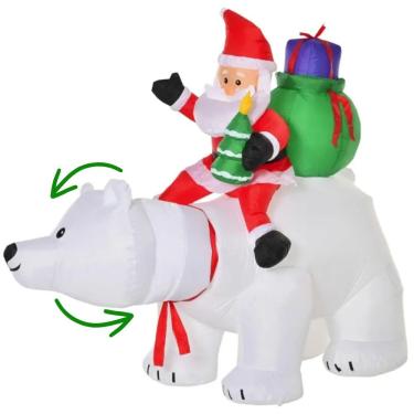 Imagem de Papai Noel Inflável Montado Urso Polar Gigante Mexe a cabeça LED Bivolt