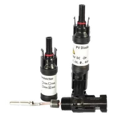 Imagem de Kit 2 Conector MC4 Com Diodo 30a IP67 Placa Energia Solar Anti-Reversã