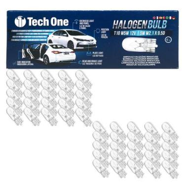 Imagem de Kit com 50 Lâmpadas Pingão Halógena T10 12V 5W Lanterna Placa Farolete