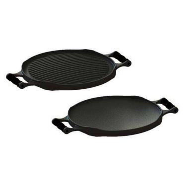 Imagem de Bifeteira Chapa Redonda Dupla Face Em Ferro Fundido Preto 33 Cm
