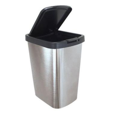 Imagem de 3 Lixeira Prática 9 Litros Prata Click Label 25462 Arqplast