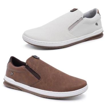 Imagem de Kit 2 Sapatênis - Slip-On Masculino Bardone Calce Fácil, Marrom, Gelo,