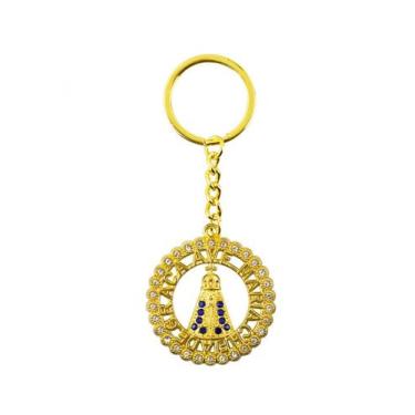 Imagem de  Chaveiro Nossa Senhora Aparecida Aura Circular Dourada 5cm - Tasco