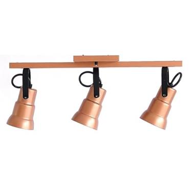 Imagem de Luminária Spots de Trilho C/ 3 Lâmpadas - 47x19 - Direcionveis Alumínio E27 (COBRE COM PRETO)