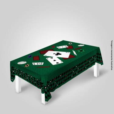 Imagem de Toalha de Mesa Felpuda Cassino Verde Poker Truco 6 lugares - PRESENTE-