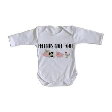 Imagem de body nenê criança roupa bebê manga longa Friends not food - Empório Du