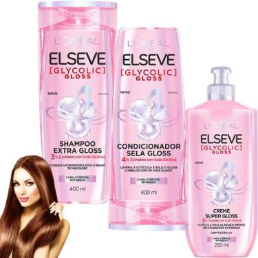Imagem de Kit Creme Hidratação Elseve Glycolic Gloss Serum Nova Linha - L'oreal 