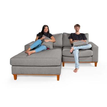 Imagem de Sofá 2 Lugares Living Com Chaise Essencial Estofados, Cinza, Direito