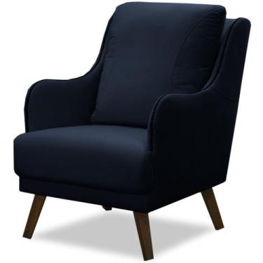 Imagem de Poltrona para Sala Decorativa c/ Tachas Sarah - Konfort, Veludo Azul M