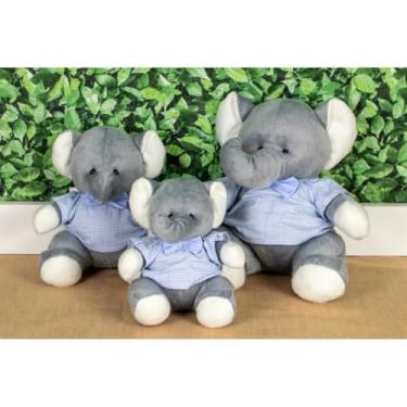Imagem de TRIO DE PELUCIA SAFARI PROVENCE ELEFANTE 15/18/22 CM - PARA DECORAÇÃO (XADREZ DE AZUL)