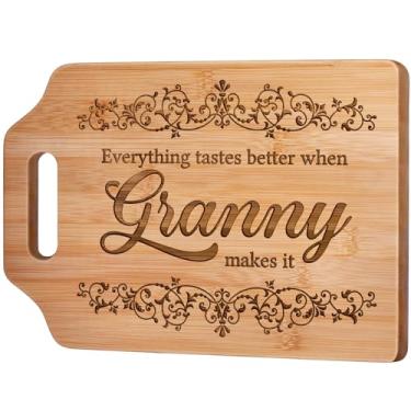 Imagem de AceThrills Presentes de Natal para vovó para netos para aniversário, Natal, Dia das Mães - Tábua de corte de bambu gravada 30 cm C x 21 cm L x 1 cm A
