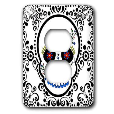 Imagem de 3dRose lsp_28865_6 Day of the Dead Día de los Muertos Sugar Skull Red Black Scroll Design Outlet Cover