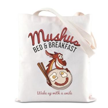 Imagem de TGBJE Mushu Dragon Tote Bag Cartoon Movie Inspired Merchandise Mushu's Bed and Breakfast Wake Up With A Smile Shoulder Bag, Bolsa Mushu, One Size