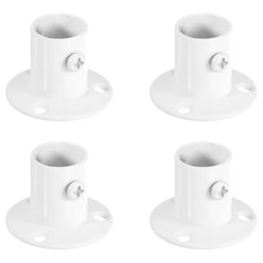 Imagem de uxcell 4 peças de suporte de haste de flange de 1,9 cm, suporte de haste de armário de aço inoxidável, suporte de varão de cortina de parede para chuveiro de guarda-roupa