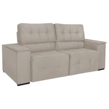 Imagem de Sofá Cama Retrátil Sala Vicenza 210cm Linho - Doce Sonho Móveis, Bege